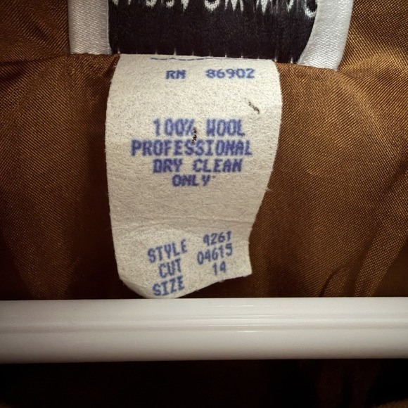 Vintage Wool Coat Dress Funnel Neck Brown Size 14 Sandra Ow-Wing NR1 80s - Picture 5 of 10